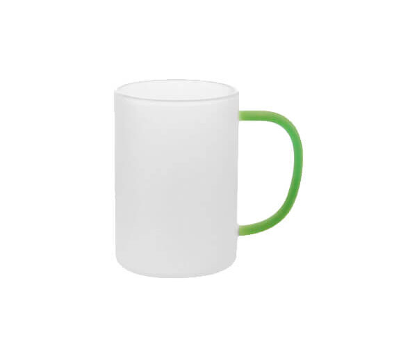 Caneca de Vidro Borossilicato Fosco 300ml – Alça Verde