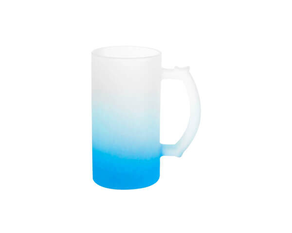 Caneca de Vidro Fosco Degradê 475ml – Azul Claro