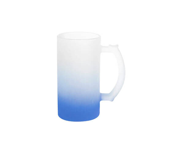 Caneca de Vidro Fosco Degradê 475ml – Azul Escuro
