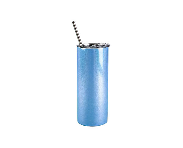 Copo de Inox com Tampa e Canudo 450ml – Perolado Azul