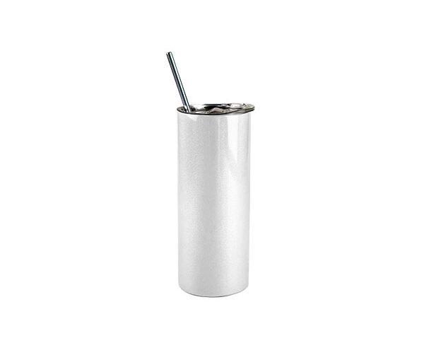 Copo de Inox com Tampa e Canudo 450ml – Perolado Branco