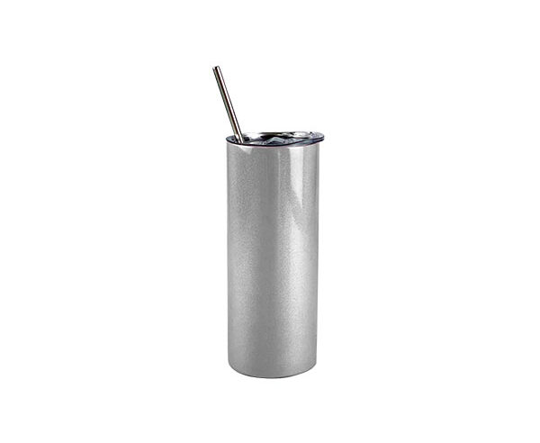 Copo de Inox com Tampa e Canudo 450ml – Perolado Prata