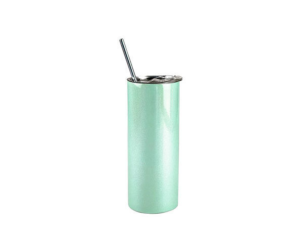 Copo de Inox com Tampa e Canudo 450ml – Perolado Verde Menta
