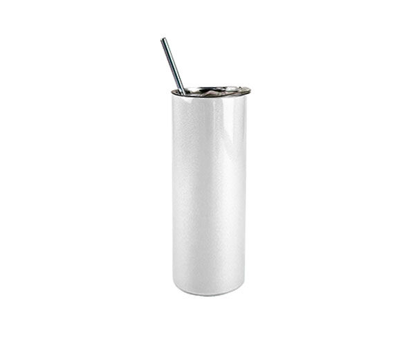 Copo de Inox com Tampa e Canudo 600ml – Perolado Branco
