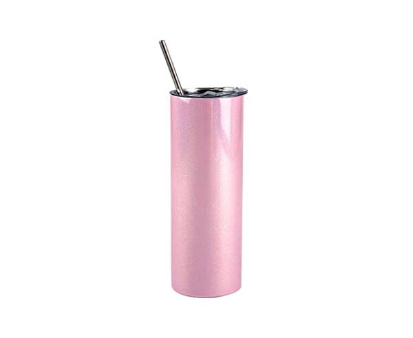 Copo de Inox com Tampa e Canudo 600ml – Perolado Rosa