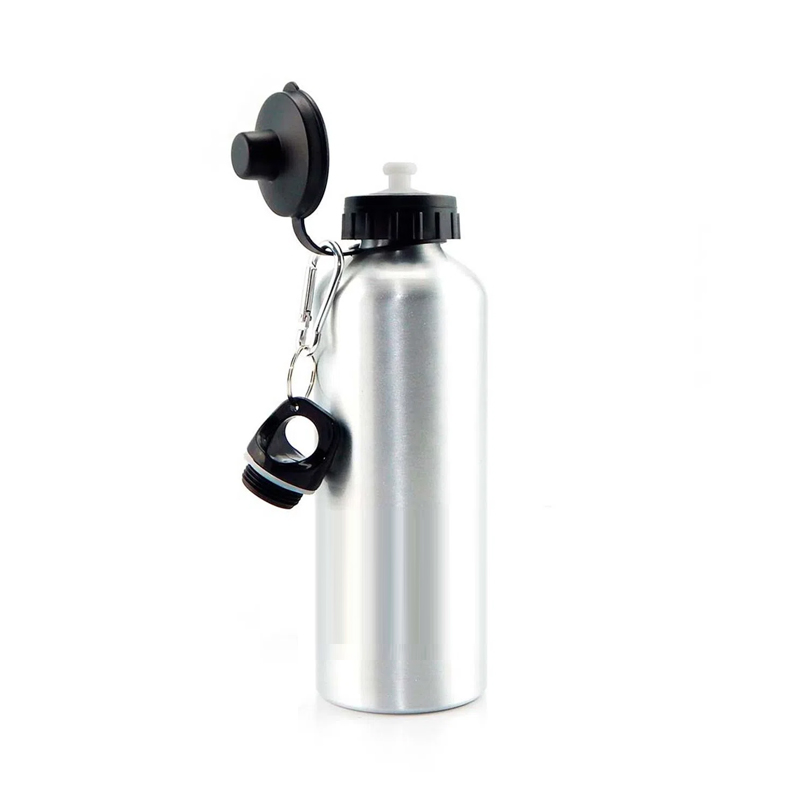 Garrafa de Alumínio Tampa Dupla 600ml – Prata