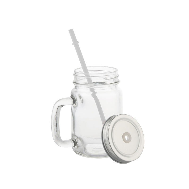 Jarra de Vidro com Tampa e Canudo 450ml