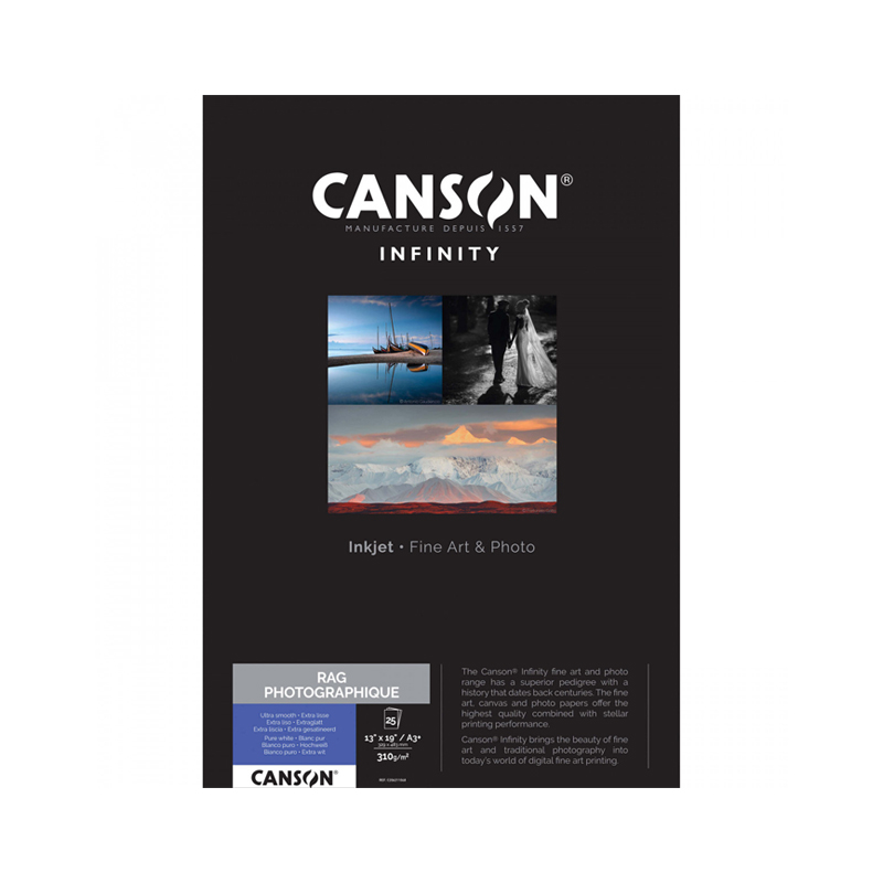 Papel Canson Rag Photographique 310g A3+ 25folhas