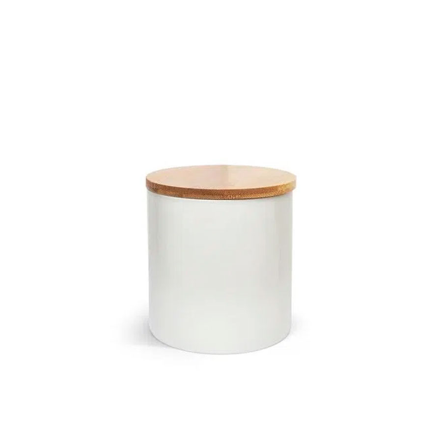 Pote de cerâmica c/ Tampa de Bambu 400ml – Pequeno
